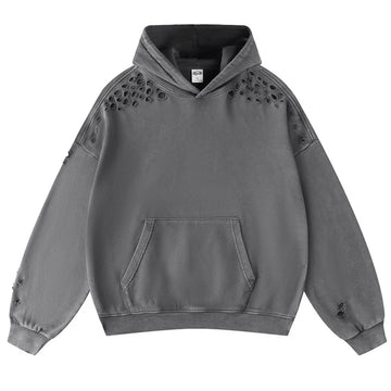 Shadow Burnout Distressed Grey Hoodie
